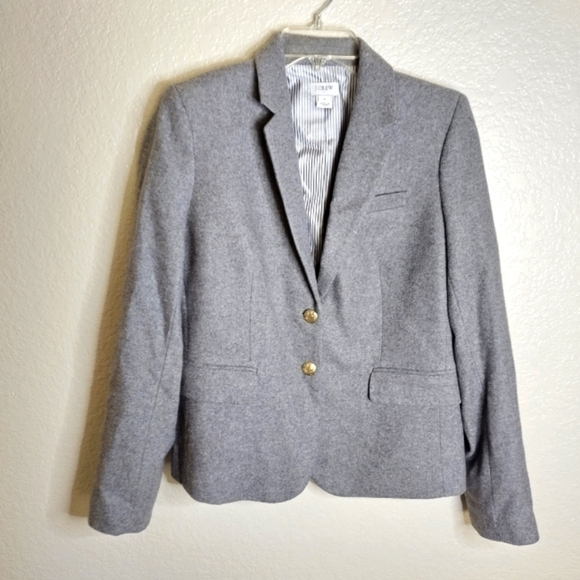 J. Crew schoolboy wool grey 2 button blazer women's Sz 6 - Picture 1 of 6